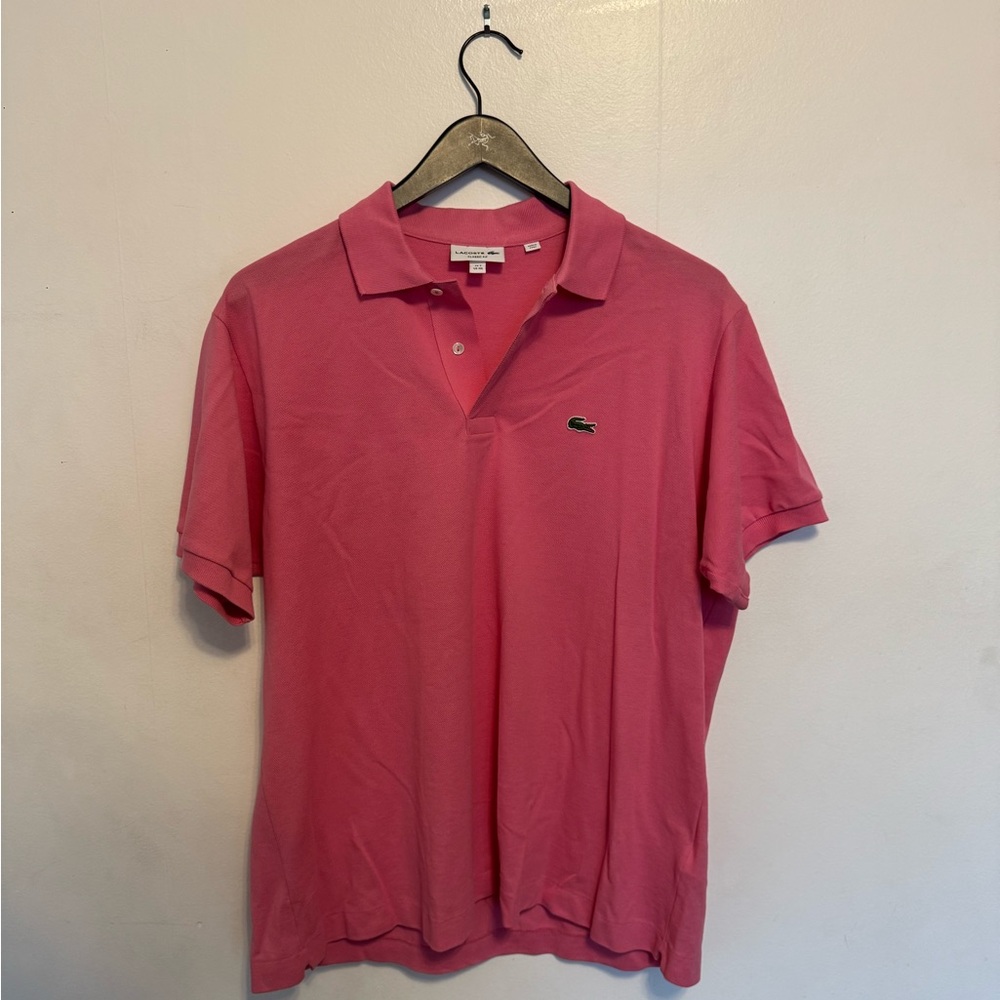 Lacoste Pink Short-Sleeve Polo with Crocodile Logo
